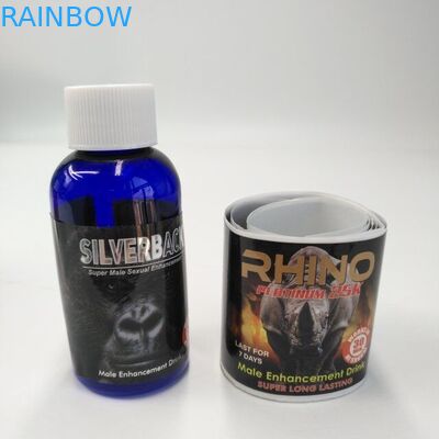 Glanzend beëindig Blaarkaart die de Zelfadhensive-Stickers van de Etikettenrinoceros voor Mannelijke Verhogingsdrank verpakt