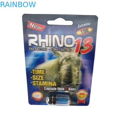 Eerste Zen/Rinoceros 13 Pillendocument Vakje Verpakkende Blaar 3D Document van de Druk Eerste Zen van de Kaartengravure Seksuele pilllkaarten