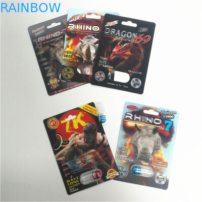 RINOCEROS 69 Mannelijke Verhogingspil die 3d Lenticular Pakkaart Vriendschappelijke Eco verpakken -