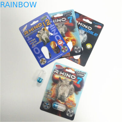 Mannelijke Seksuele Prestaties die Pil verbeteren die 3D de Containerkogel verpakken van de Kaartrinoceros