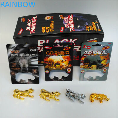 Ga van de de Verhogingspil van Rinocerosmensen de Blaarkaart Verpakking met de Blaarfles van het Rinoceroscijfer