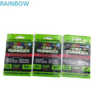 Plastic Zakken die van de Mylar de Vlakke Zak Drie Kant Verzegeld Hangend Gat voor Cbd Gummies verpakken