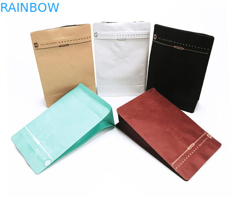 Vlakke Bodemtheezakjes die Douane Gedrukt Resealable Kraftpapier-Document met Klep verpakken