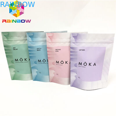 De gelamineerde folietribune op zakken met de ritssluitingszak van de douanedruk voor snack/het lichaam schrobt aangepaste verpakkende zakken