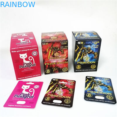 Pillen die van de de Capsuleverhoging van de bevorderings de Hete Verkoop Mannelijke Kaartvakje verpakken die Roze Pussycat-Document Kaart drukken