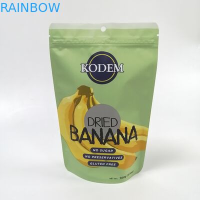 De digitale druktribune op banaan van de zak de plastic snack breekt het voedsel van het mangofruit verpakkingszak af