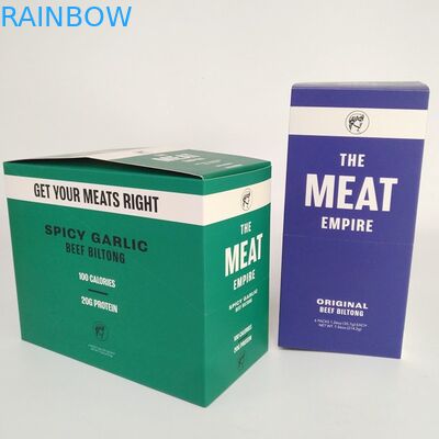 De douane drukte Gevouwen het Vakje van de Karton Kleinhandelsvertoning 200G van de de Energiebar van de Rundvleesschok Verpakkende de Snacksdocument Vakjes