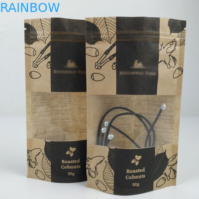 Lamineerde de snack Waterdichte Tribune omhoog Bruine Kraftpapier-Document Ritssluitingszakken met Venster