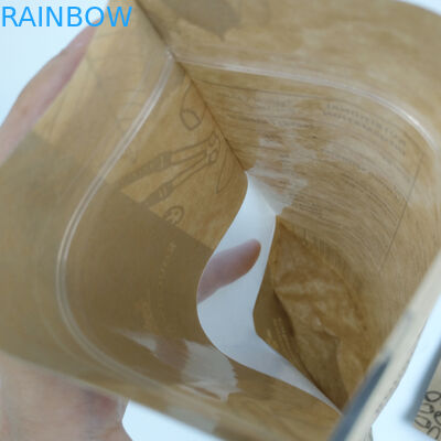 Lamineerde de snack Waterdichte Tribune omhoog Bruine Kraftpapier-Document Ritssluitingszakken met Venster