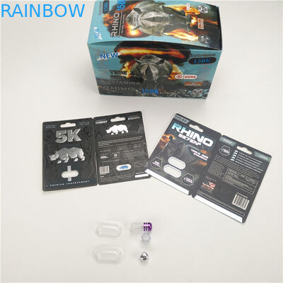 200mic van de de Kaart Mannelijke Verhoging van de pillenvertoning de Prestatiesrinoceros 8 11 25 CMYK