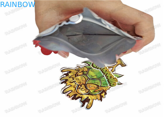 De speciale Gevormde Zachte Aanrakingsvoedsel verpakkings3.5g Mylar Matrijs sneed Onregelmatige Zakken met Geurbewijs