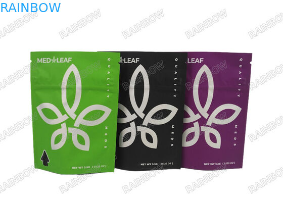 Digitaal afdrukken 3,5g 7g 14g 28g Stand up gummy herbal weed bag met tear notch