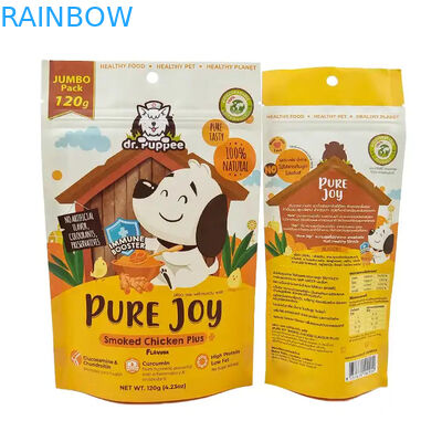 Gepersonaliseerde warmteverzegelbare kraftpapieren zakken voor eetbare producten herverzegelbare rits opstaande zakken voor huisdiervoederzak