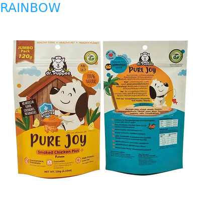 Gepersonaliseerde warmteverzegelbare kraftpapieren zakken voor eetbare producten herverzegelbare rits opstaande zakken voor huisdiervoederzak