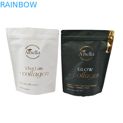 Gepersonaliseerde vochtdichte stand-up zak kraft papier zak met warm stempelen eco-vriendelijke geurproof zakken met logo