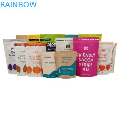 Op maat gemaakt logo geprint Biologisch afbreekbaar 100% zak verpakking herbruikbare opstaande plastic zakken Doypack met ziplock