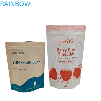 Groothandel hervergrendelbare kraftpapieren zak Custom Design 100% biologisch afbreekbare opstaande zakken Doypack met Zip Lock zakken