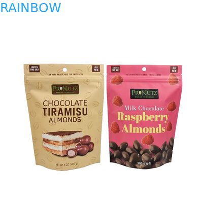 Op maat vergrendelbare plastic chocoladebonen zak Aluminiumfolie Stand up zak Snack Cashew Zipper zak