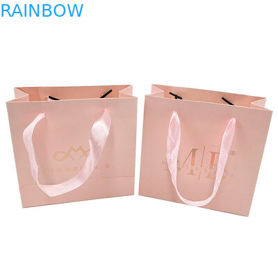 Custom Print Logo Elegante witte zwarte papieren geschenkzakken Luxe kleding boetiek papieren winkeltas met lint handvat