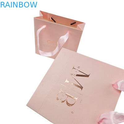 Custom Print Logo Elegante witte zwarte papieren geschenkzakken Luxe kleding boetiek papieren winkeltas met lint handvat