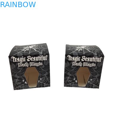 Hoge kwaliteit aangepaste vierkante zwarte papieren doos met speciale voorkant holle venster voedselverpakking wit karton cadeaubon