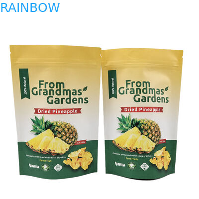 Op maat gedrukte herbruikbare gouden stempel Kraft papier zak Digitaal afdruk Eco-vriendelijke Mylar tassen