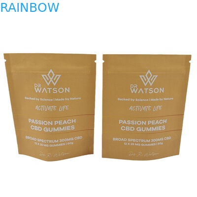 Hot Sale Custom Design Geprinte Biologisch Afbreekbare Stand Up Kraft Paper Bag Eco Friendly Gummie Candy Verpakking