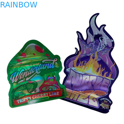 Op maat gedrukte matte soft touch tas 3.5g Mylar tassen Digitaal gedrukt holografisch gesneden Mylar Ziplock Bag