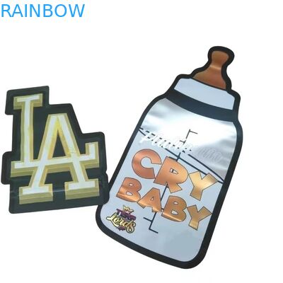 Op maat gedrukt 3,5 g Mylar Tassen Die Cut Onregelmatige Tassen Met Ziplock Cirkel Mylar Soft Touch Plastic Food Candy Bags