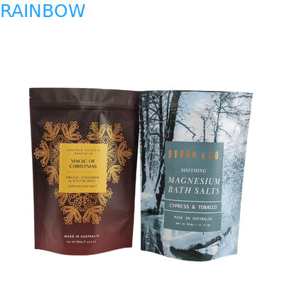 Custom Logo Printing Ziplock Pouch Body Scrub Zeep Badbom Verpakking Aluminium Folie Pouch Plastic Zipper Badzoutzakken