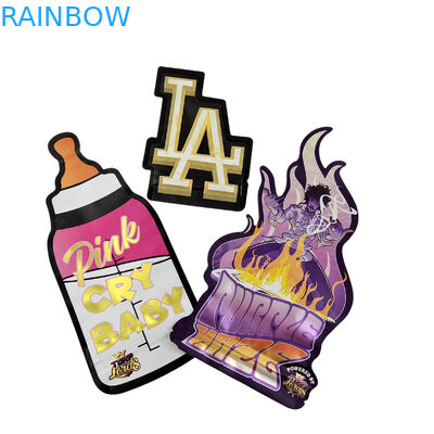 3.5g Persoonlijke verpakking en logo drukken Speciale unieke gevormde binnenkant gedrukte holografische gesneden Mylar zak