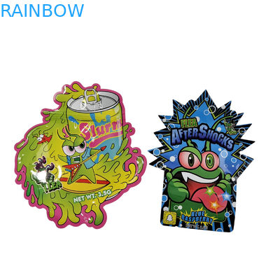 3.5g Persoonlijke verpakking en logo drukken Speciale unieke gevormde binnenkant gedrukte holografische gesneden Mylar zak