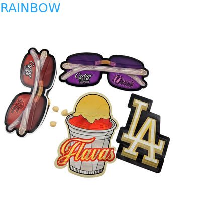 3.5g Persoonlijke verpakking en logo drukken Speciale unieke gevormde binnenkant gedrukte holografische gesneden Mylar zak