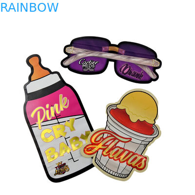 3.5g Persoonlijke verpakking en logo drukken Speciale unieke gevormde binnenkant gedrukte holografische gesneden Mylar zak