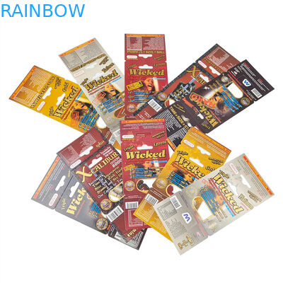 Op maat gedrukt Warm verkoop Verbetering Neushoornpillen Verpakking voor mannen Voorraad Display Paper Doos Papierkaarten