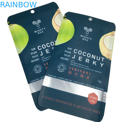 Flat Mylar Poches Coconut Jerky Packaging Bags met helder raam