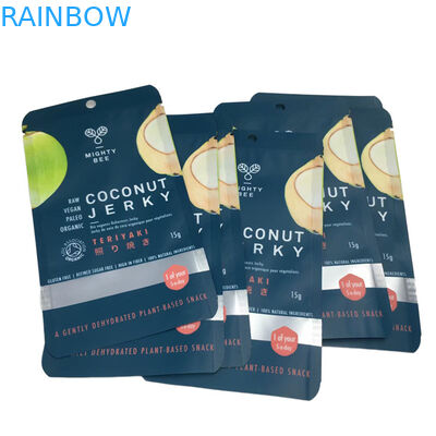 Flat Mylar Poches Coconut Jerky Packaging Bags met helder raam