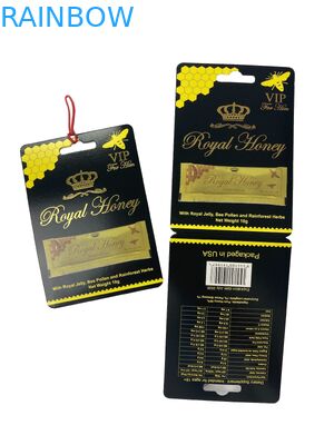 Gepersonaliseerd logo Royal Honey VIP zak Verpakkingspapier kaart Goud folie papier kaart voor honing stok