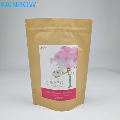 Doypack Ziplock Bruin Wit Kraft Handwerkpapier Staande zakken Voedselverpakkingen Geurbestendige ritszakken