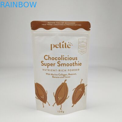 Gratis monster recyclebaar Doypack Zipper Kraft papieren zakken aangepaste theezakken Ziplock witte stand-up pouch