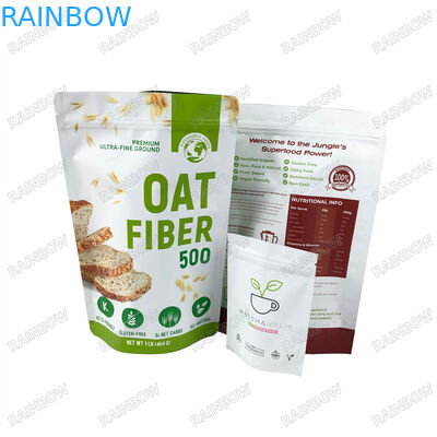 Biologisch afbreekbare zakken Custom Kraft Paper Stand Up Pouch Hervergrendelbare Ziplock Proteïne poederzakken