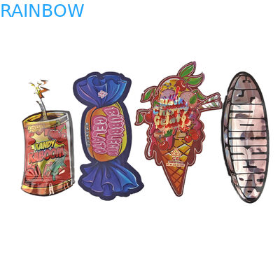 Op maat gemaakte afgedrukte onregelmatige hervergrendelbare rits die cut 3,5 g speciale vorm plastic verpakking mylar tas