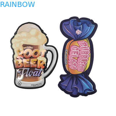 Kunststof op maat ontworpen speciale vormverpakking Bedrukte hologramfolie Snoep Kindveilige Mylar gestanst zakken