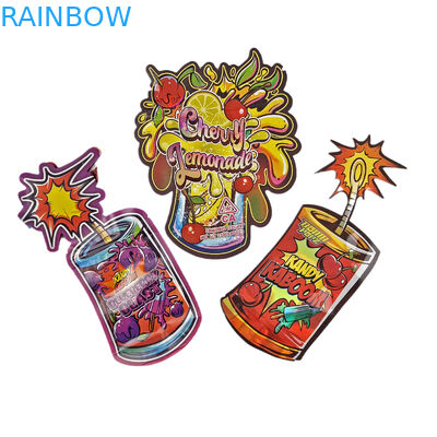 Custom 3.5g Holographic Die Cut Mylar Bags Onregelmatig gevormde verpakking Zipper geurbestendige die cut plastic verpakkingszak