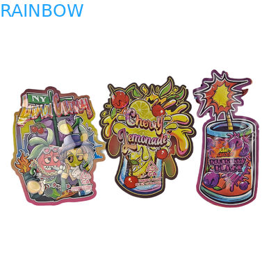 Custom 3.5g Holographic Die Cut Mylar Bags Onregelmatig gevormde verpakking Zipper geurbestendige die cut plastic verpakkingszak