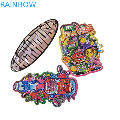 Custom 3.5g Holographic Die Cut Mylar Bags Onregelmatig gevormde verpakking Zipper geurbestendige die cut plastic verpakkingszak