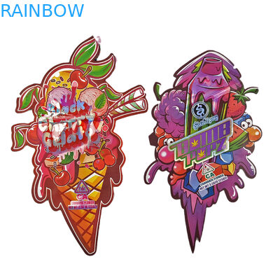 Onregelmatige vorm verpakkingszakken Holografische folie die cut zakken Speciale vorm Ziplock Plastic Mylar 3.5g die cut zakken