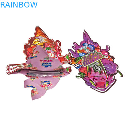 Onregelmatige vorm verpakkingszakken Holografische folie die cut zakken Speciale vorm Ziplock Plastic Mylar 3.5g die cut zakken