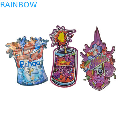 Op maat gedrukt zacht aanraak Holograaf Die Cut Onregelmatige speciale vorm Plastic Zipper Mylar Food Packaging Bag