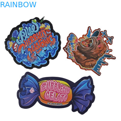 Digitaal gedrukt op maat Onregelmatig 3,5 g zak Speciale vorm voedsel Plastic Ziplock verpakking Mylar zakken